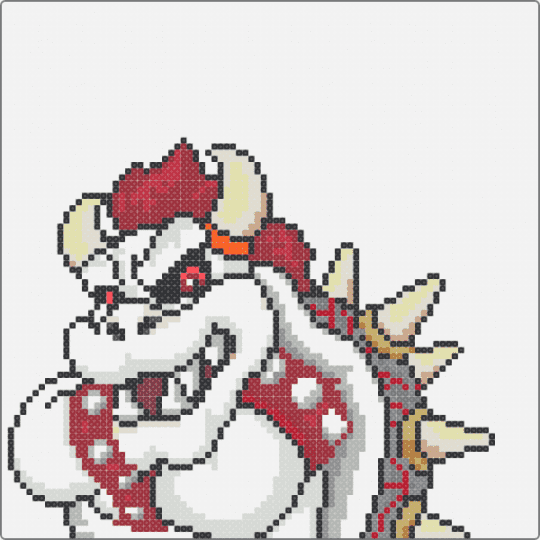 dry bowser - white,red,gray,beige,mario,bowser,dry
