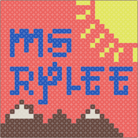 ms rylee - name,text,mountains,sun,landscape,panel,pink,orange,blue,yellow