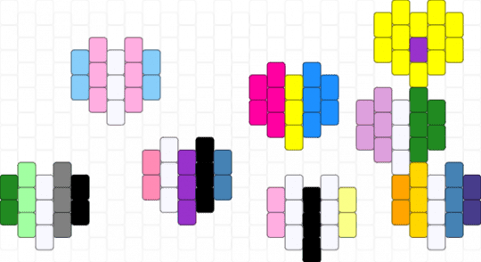 pride hearts - light blue,pink,yellow,trans,pan,twink,aromantic,gender fluid,aroace,inter sex,genderqueer
