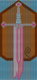 sword draft - sword,weapon,crest,panel,pink,tan,light blue