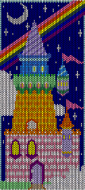 dream castle draft 2 - castle,fantasy,medieval,colorful,night,pink,yellow,orange,blue