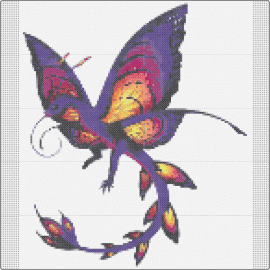Foundit - dragon,butterfly,fantasy,creature,colorful,purple,orange
