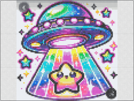 Ufo - ufo,flying saucer,space ship,colorful,cute,star,green,blue,yellow,pink