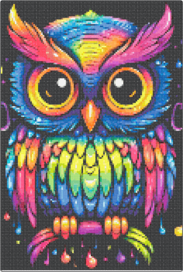 Trippy owl - black,pink,orange,blue,red,colorful
