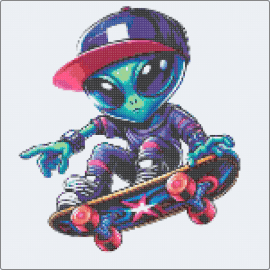 Alien - alien,skateboard,cool,sports,teal,purple,red