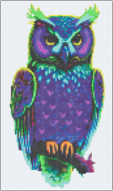 Owl - owl,bird,night,glow,animal,purple,green