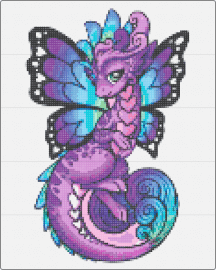 11 - dragon,butterfly,fantasy,mythological,cute,winged,purple,blue