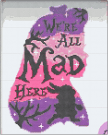 AiW - were all mad here,alice in wonderland,silhouette,sign,story,pink,purple