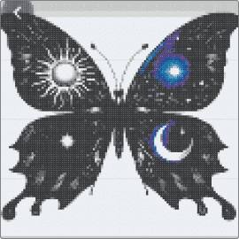 Black butterfly - butterfly,night,moon,sun,dark,black,gray
