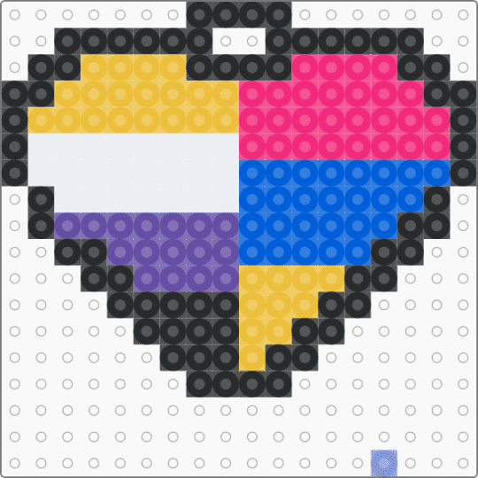 Nonbinary/pansexual heart keychain - pink,blue,yellow