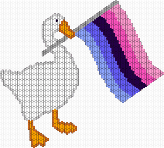 Goose holding omnisexual flag - white,blue,pink,colorful