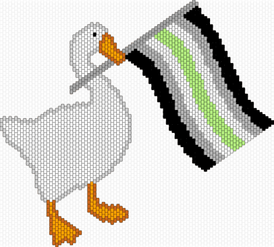 Goose holding agender flag - white,beige