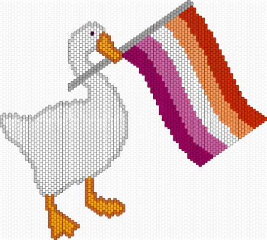 Goose holding lesbian flag - white,orange,pink