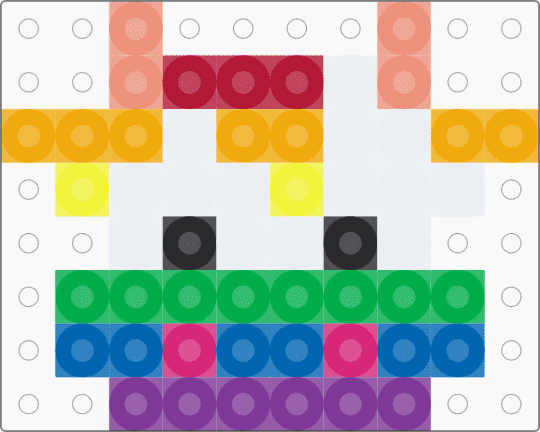 rainbow cow perler - pink,blue,green,orange