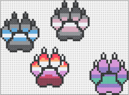 Demiboy,Demigirl,Lesbian,tri-gender pride paws - gray,pink