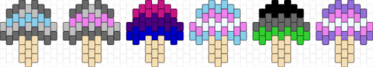 demiboy,demigirl,agender,trisexual,bisexual mushrooms - beige,gray,purple,pink