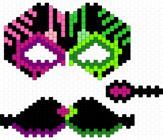 Alien therian mask - black,pink,green