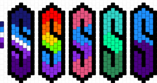 The cool Ses (5,6,5,3,2 colors) - black, light blue, purple, teal
