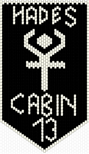 Cabin 13 Hades banner - white,black,banner,pjo,percy jackson,hoo