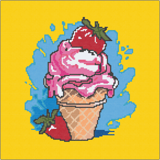 strawberry ice cream - light blue,yellow