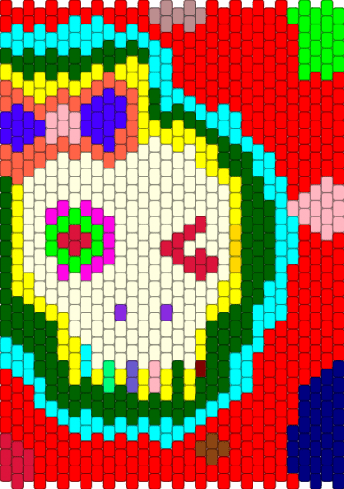 clown inspired skull - red,yellow,green,light blue,cotdboldcolors