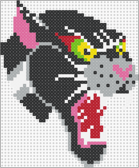 Panther - black,gray,red,pink