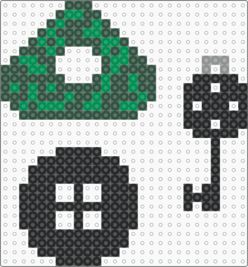 Coraline charm and button - gray, green