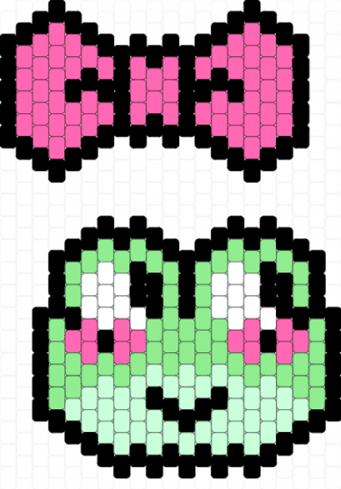 ribbit + dangling bow charm - teal,pink