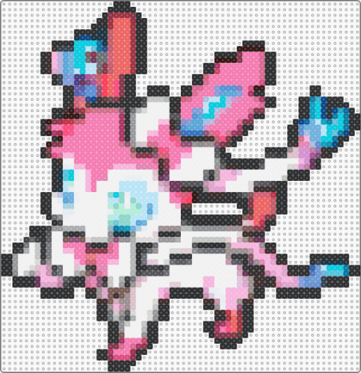 Sylveon Perler - red,pink,colorful,sylveon
