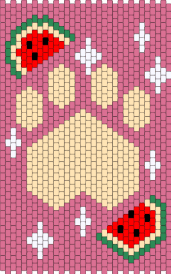 paws and a watermelon (pannel 2) - pink,beige