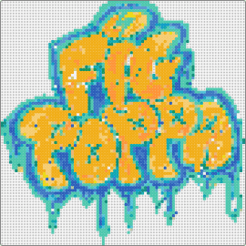 Fig poppa logo midi - fig poppa,logo,graffiti,drippy,yellow,blue,teal