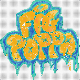 Fig poppa logo midi - fig poppa,logo,graffiti,drippy,yellow,blue,teal