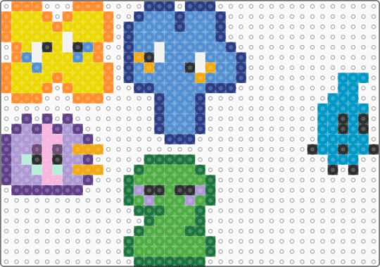 the duos and teardrop - yellow,light blue,green,algebraliens,bfdi