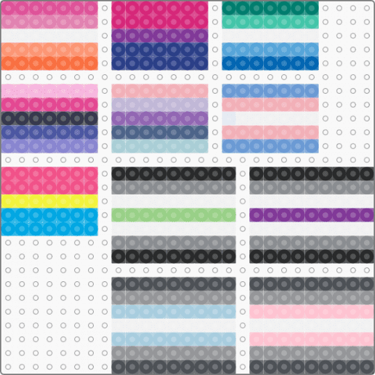 pride flag perlers - pink,light blue,gray