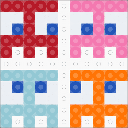 Pac man ghost - red,light blue,orange,pink