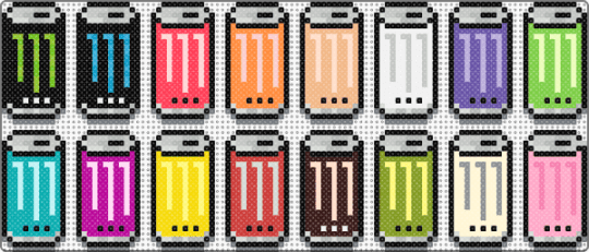 ★Monster Charms★ - beige, charm, colorful, cotdmonsters, drink, energy, monster, perler charm, pink, red, vibrant