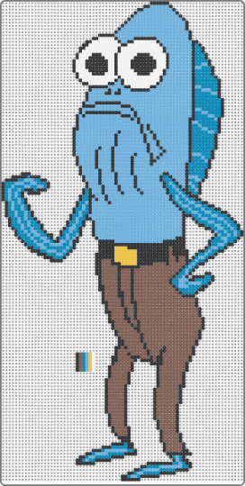 ★Incidental 1D - Spongebob★ - blue, brown, cartoon, character, light blue, man, perler bead, spongebob, yellow