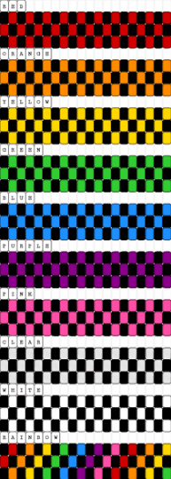 ★Checker Cuffs★ - black, bracelet, checkered, clear, cuff, cute, ladder stitch, pink, rainbow