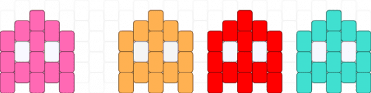 pacman ghosts - orange,pink,red,light blue