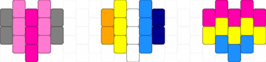 pan, girlflux, and aroace hearts - pink,yellow,light blue,pride