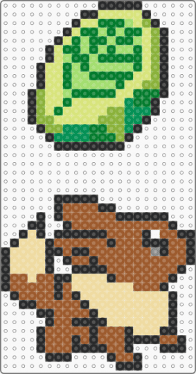 Leaf Stone with Eevee - tan,green,stone,pokemon,eevee,simple,remix,leaf,grass,leafeon