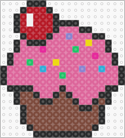coopcaik - brown, cupcake, food, perler, pink