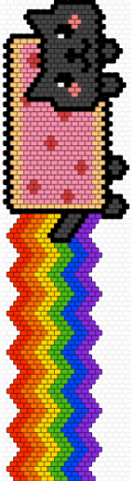 Nyan cat wall hanger - brown, cat, character, orange, pink, rainbow, red