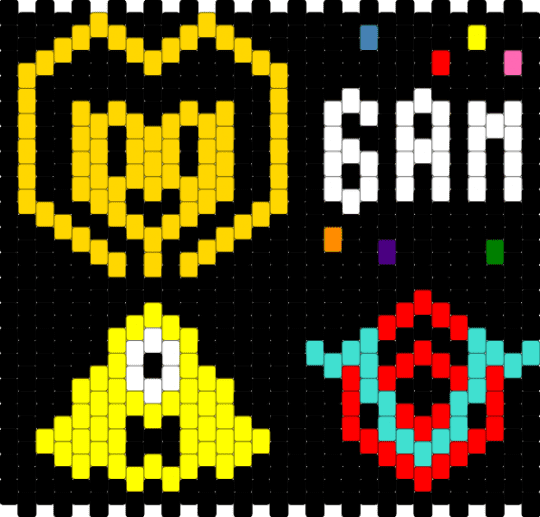 Multi fandom bag panel #1 - black,yellow,red,light blue