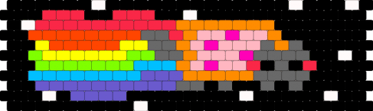 nyan cat peyote cuff :D - black, blue, cat, colorful, gray, nyancat, rainbow, red