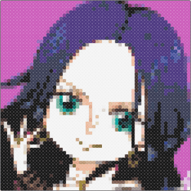 Robin - anime,girl,purple hair,green eyes,gaze,passion,striking