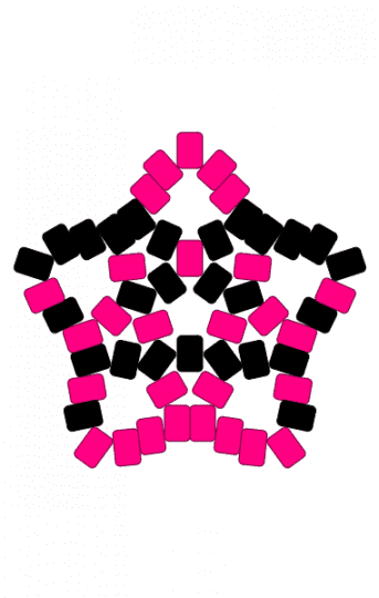 Pink and Black striped star - black, pink