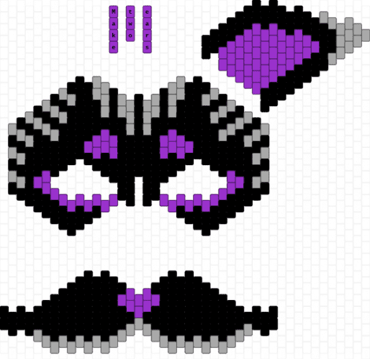Black purple and gray therian mask - black,beige,purple,therian,tutorial reccomended,circus kandi on yt,not mine