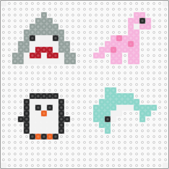 Animals 3 - gray,pink,light blue