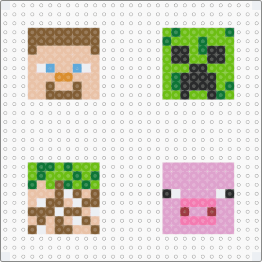Minecraft 3 - tan,beige,green,pink